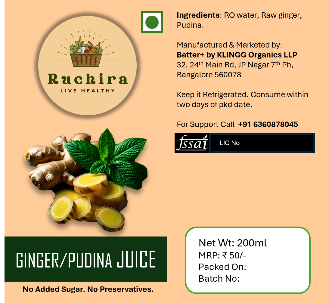 juice_ginger.png Fresh Ginger, Pudina Juice-200 Ml - Image 1
